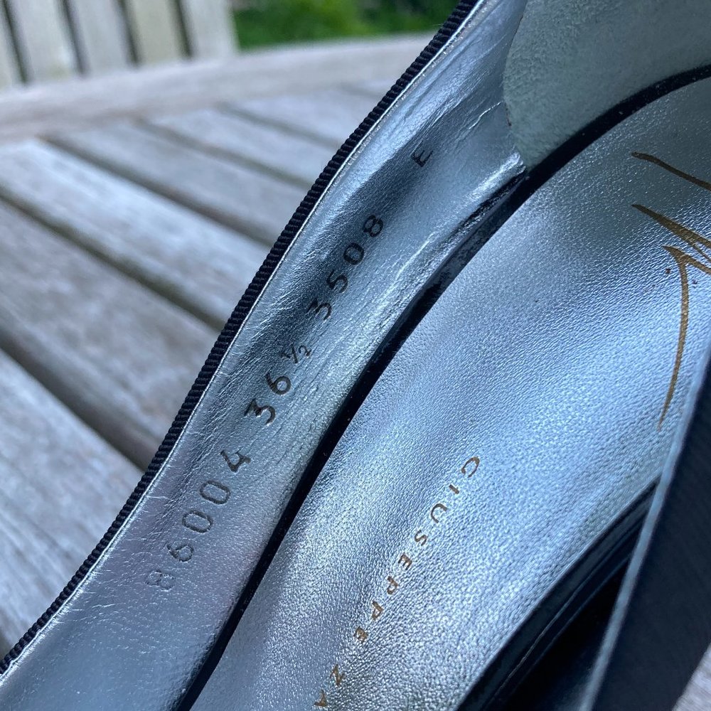GIUSEPPE ZANOTTI Black Grosgrain Pumps with Multicolored Heels Size 36.5 - Picture 5 of 14